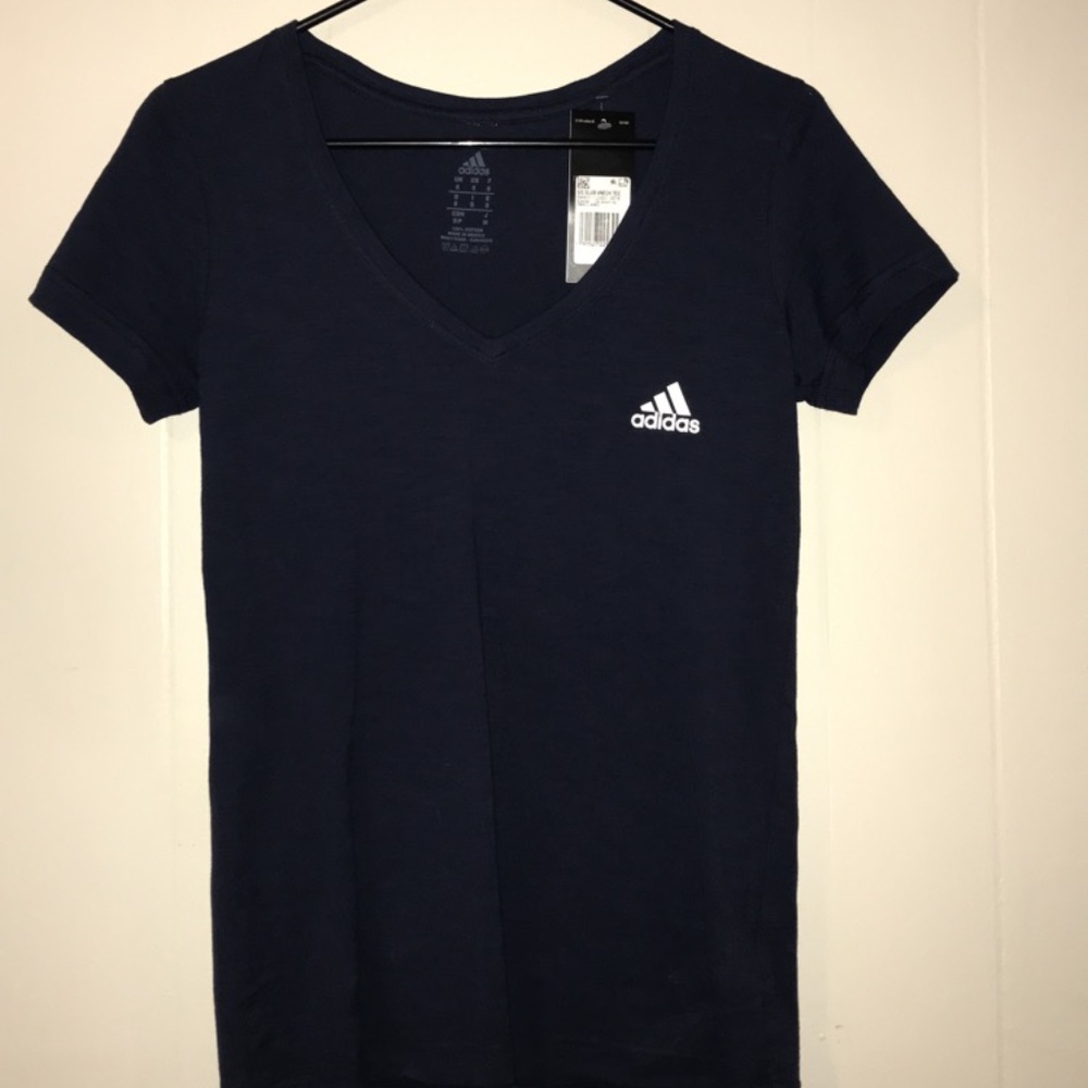 ADIDAS NAVY BLUE V NECK TEE